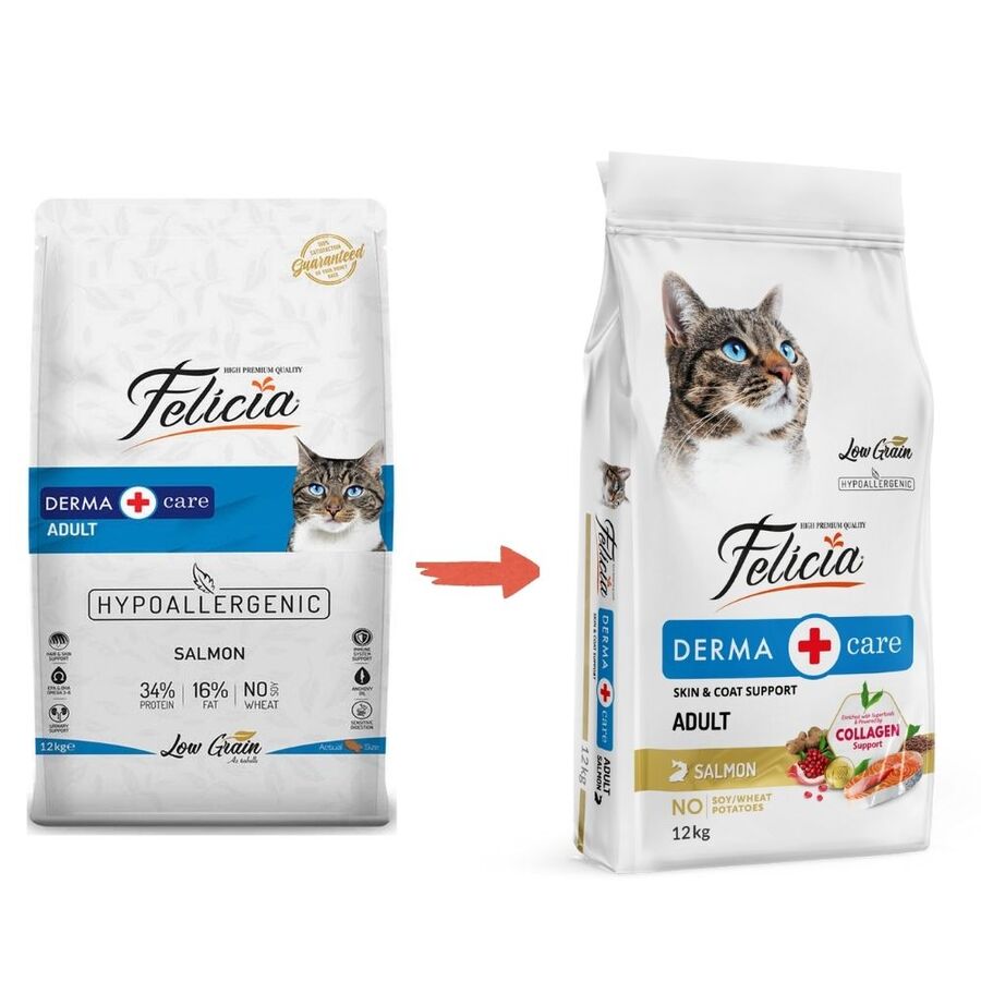 Felicia Düşük Tahıllı Hipoalerjenik Somonlu Yetişkin Kedi Maması 12kg
