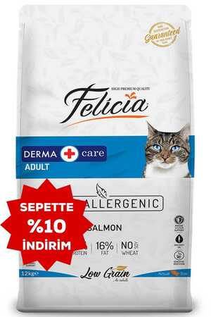 Felicia Düşük Tahıllı Hipoalerjenik Somonlu Yetişkin Kedi Maması 12kg