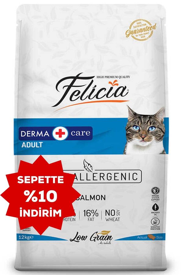 Felicia Düşük Tahıllı Hipoalerjenik Somonlu Yetişkin Kedi Maması 12kg