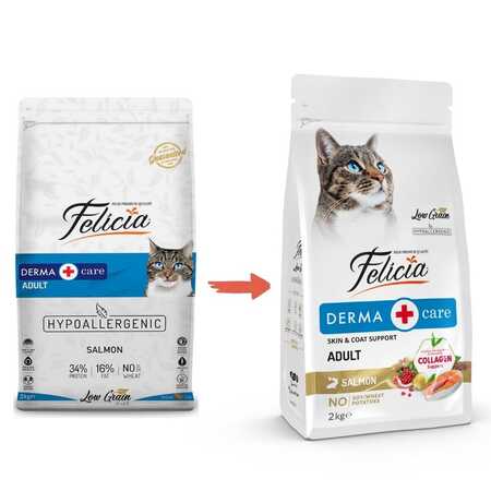 Felicia Düşük Tahıllı Hipoalerjenik Somonlu Yetişkin Kedi Maması 2kg - Thumbnail