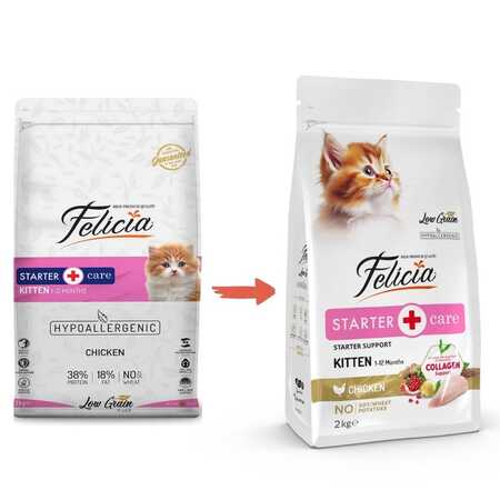Felicia Düşük Tahıllı Hipoalerjenik Tavuklu Yavru Kedi Maması 2kg - Thumbnail