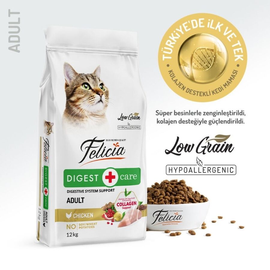 Felicia Düşük Tahıllı Hipoalerjenik Tavuklu Yetişkin Kedi Maması 12kg