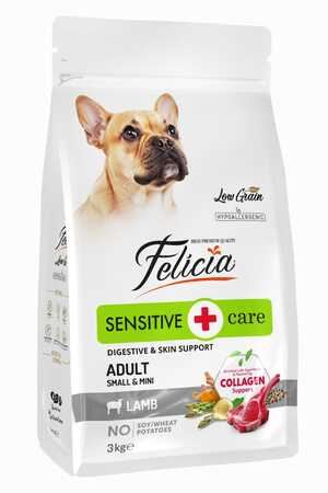 Felicia Düşük Tahıllı Hipoalerjenik Kuzu Etli Küçük Irk Yetişkin Köpek Maması 3kg - Thumbnail