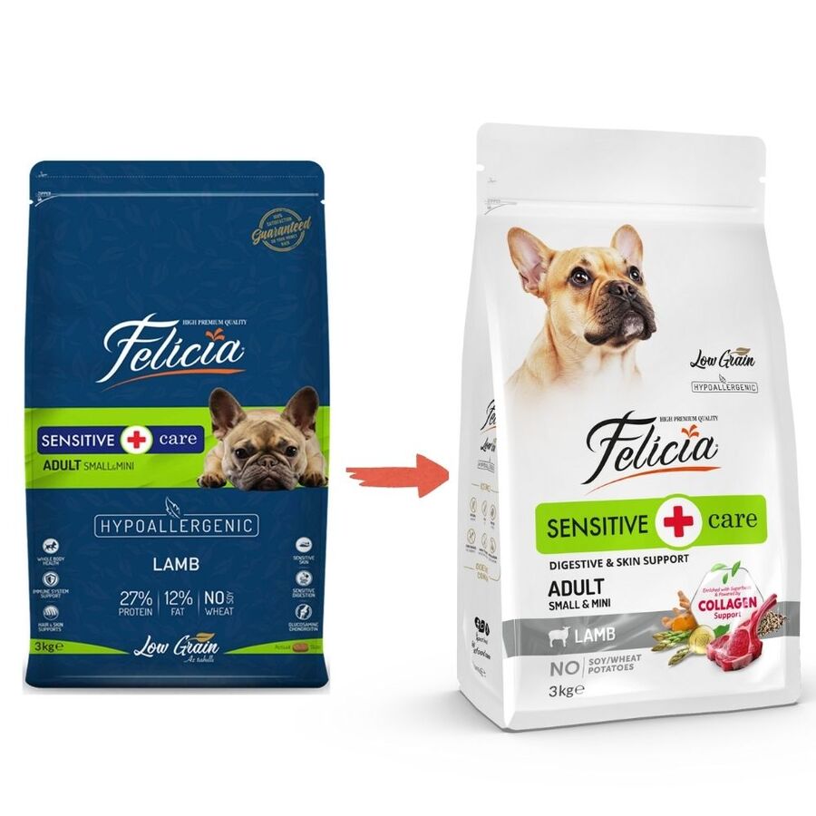 Felicia Düşük Tahıllı Hipoalerjenik Kuzu Etli Küçük Irk Yetişkin Köpek Maması 3kg