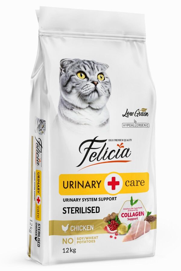 Felicia Düşük Tahıllı Hipoalerjenik Tavuklu Kısırlaştırılmış Yaşlı ve Yetişkin Kedi Maması 12kg