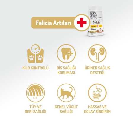 Felicia Düşük Tahıllı Hipoalerjenik Tavuklu Kısırlaştırılmış Yetişkin Kedi Maması 12kg - Thumbnail