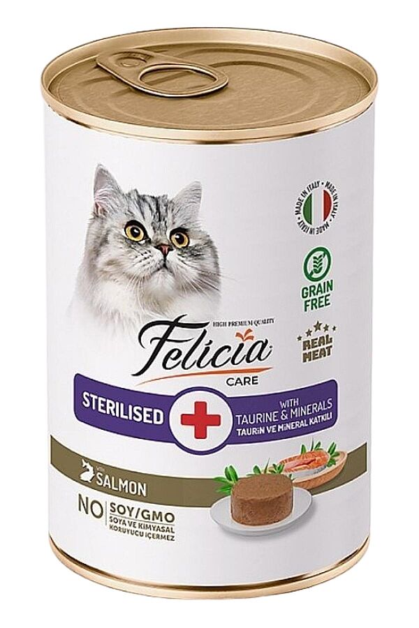 Felicia Tahılsız Somonlu Kısırlaştırılmış Yetişkin Kedi Konservesi 400gr - 1