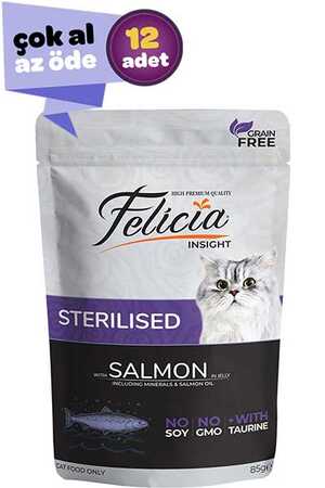 Felicia Tahılsız Somonlu Kısırlaştırılmış Kedi Konservesi 12x85gr (12li)