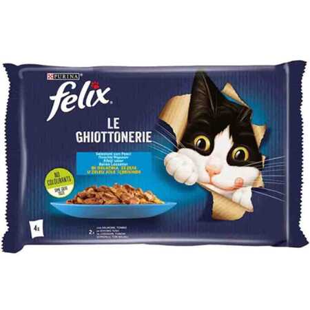 FELIX - Felix Multipack Somonlu ve Ton Balıklı Yetişkin Kedi Konservesi 4x85gr