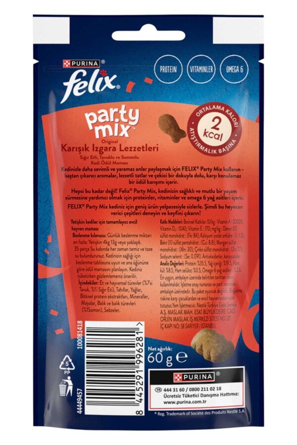 Felix Party Mix Original Karışık Izgara Lezzetleri Kedi Ödül Maması 60gr