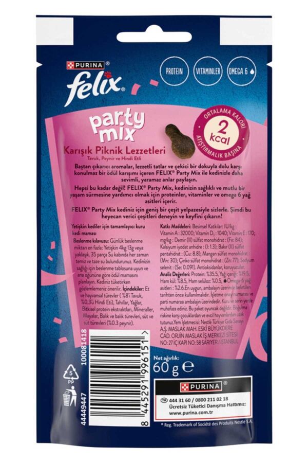 Felix Party Mix Original Karışık Piknik Lezzetleri Kedi Ödül Maması 60gr