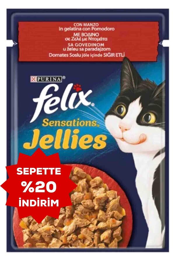 Felix Sensations Sığır Etli ve Domatesli Yetişkin Kedi Konservesi 85gr