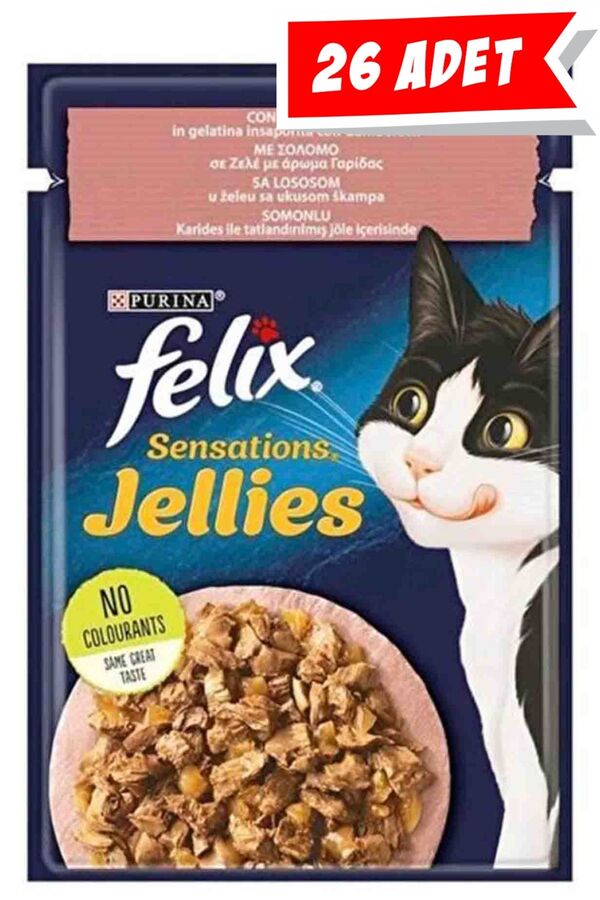 Felix Sensations Somonlu ve Karidesli Kedi Konservesi 26x85gr 26lı Felix Sensations Somonlu ve Karidesli Kedi Konservesi 26x85gr 26lı