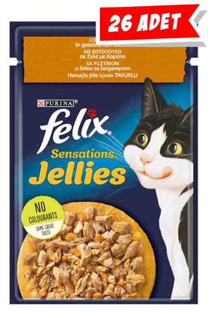 FELIX - Felix Sensations Tavuklu ve Havuçlu Yetişkin Kedi Konservesi 26x85gr 26lı FELIX - Felix Sensations Tavuklu ve Havuçlu Yetişkin Kedi Konservesi 26x85gr 26lı