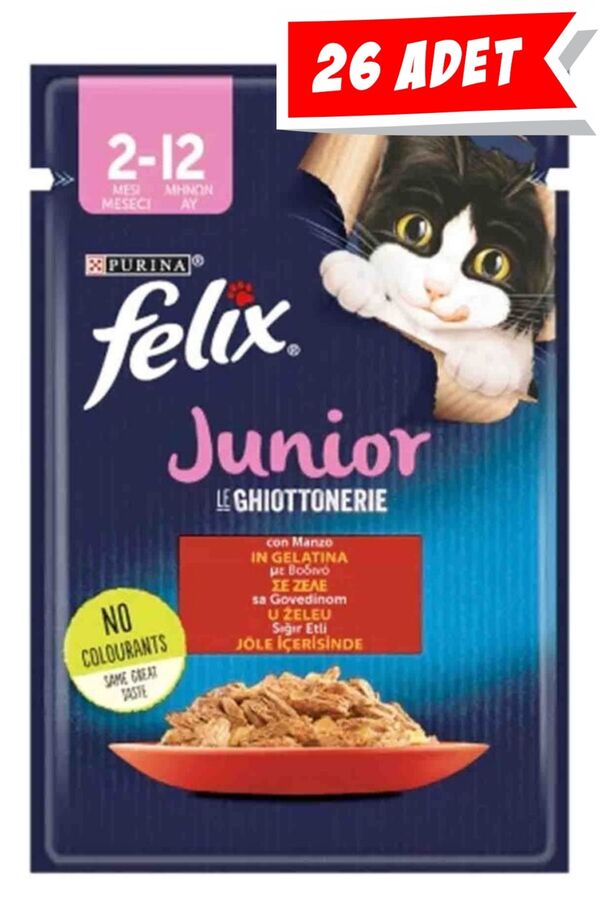 Felix Sığır Etli Yavru Kedi Konservesi 26x85gr 26lı Felix Sığır Etli Yavru Kedi Konservesi 26x85gr 26lı