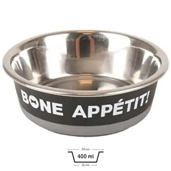 FLAMINGO - Flamingo Appetit Köpek Mama Kabı 17cm 800ml Gri&Siyah