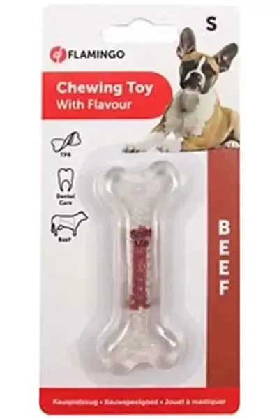 Flamingo Biftek Kokulu Şeffaf Kemik Köpek Oyuncağı 8cm (S)