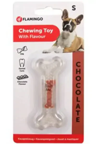 FLAMINGO - Flamingo Çikolata Kokulu Şeffaf Kemik Köpek Oyuncağı 8cm (S)