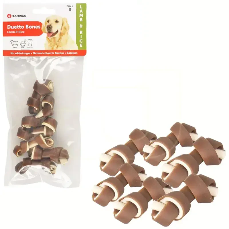 FLAMINGO - Flamingo Duetto Kuzu ve Pirinçli Düğümlü Köpek Çiğneme Kemiği (6lı) 90gr