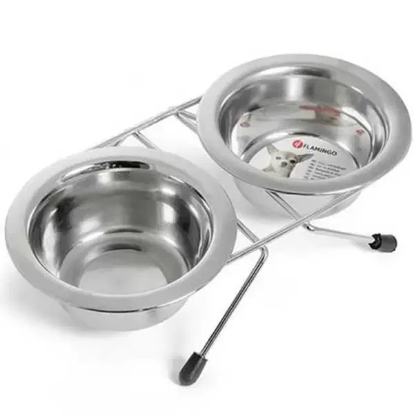 FLAMINGO - Flamingo Duo Dinner İkili Çelik Mama Kabı 25cm 2,5lt