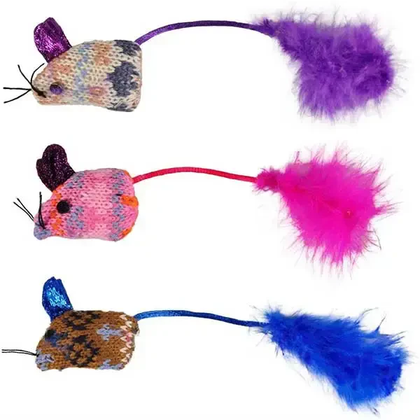 FLAMINGO - Flamingo Mohaire Tüylü Fare Kedi Oyuncağı 18,5x4x2,5cm 3 Adet