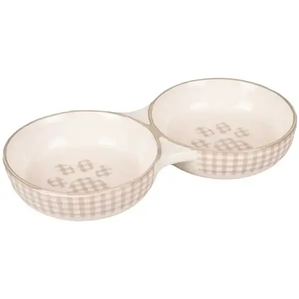 FLAMINGO - Flamingo Mylo Seramik Kedi Mama Su Kabı Seti (2li) 145 ml Bej