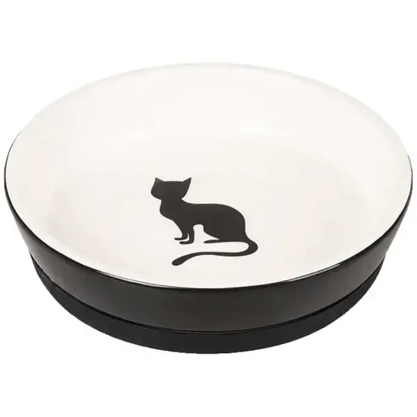 FLAMINGO - Flamingo Nala Seramik Kedi Mama Su Kabı Siyah Kaymaz Tabanlı 220ml