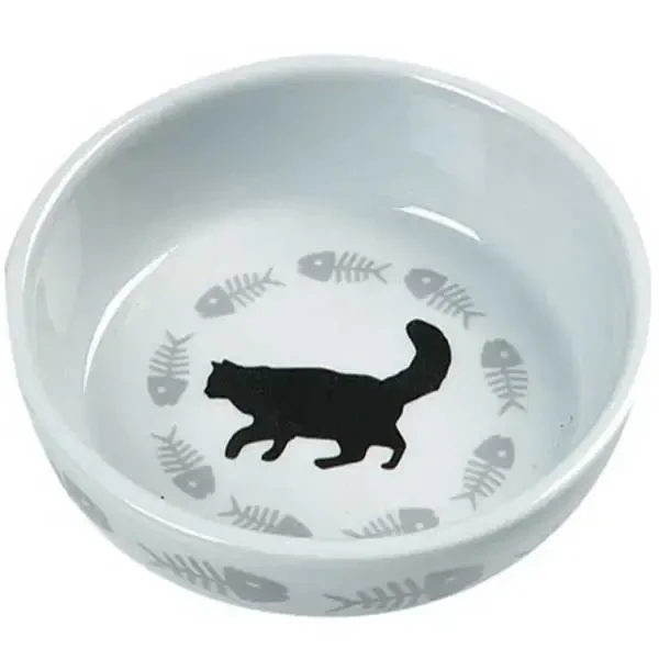 FLAMINGO - Flamingo Seramik Kedi Figürlü Mama ve Su Kabı 12cm 375ml