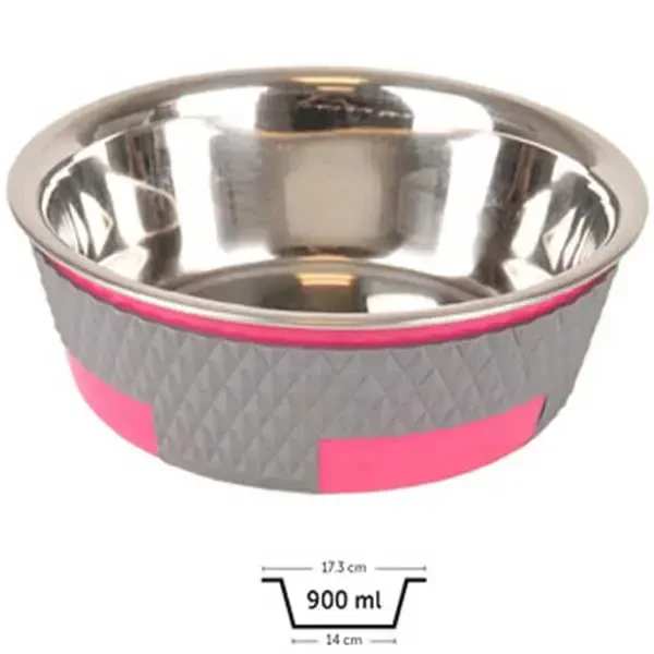 Flamingo Trimond Köpek Mama Kabı 17,3cm 900ml Gri&Pembe
