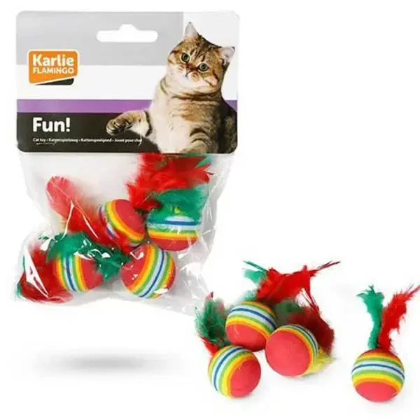 Flamingo Tüylü Top Kedi Oyuncağı 3cm 4 Adet
