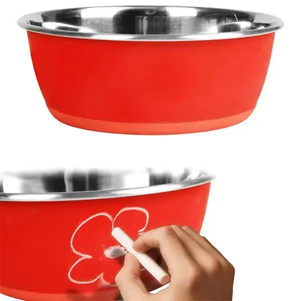 FLAMINGO - Flamingo Yazı Yazılabilen Çelik Mama Kabı 20cm 1900ml Kırmızı