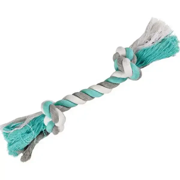 FLAMINGO - Flamingo Yeşil Beyaz İki Düğümlü İp Köpek Oyuncağı (M) 30cm