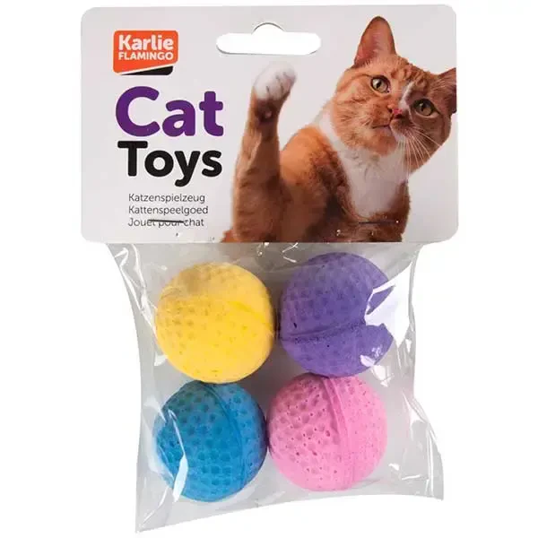 FLAMINGO - Flamingo Yumuşak Sünger Top Kedi Oyuncağı 4cm 4 Adet