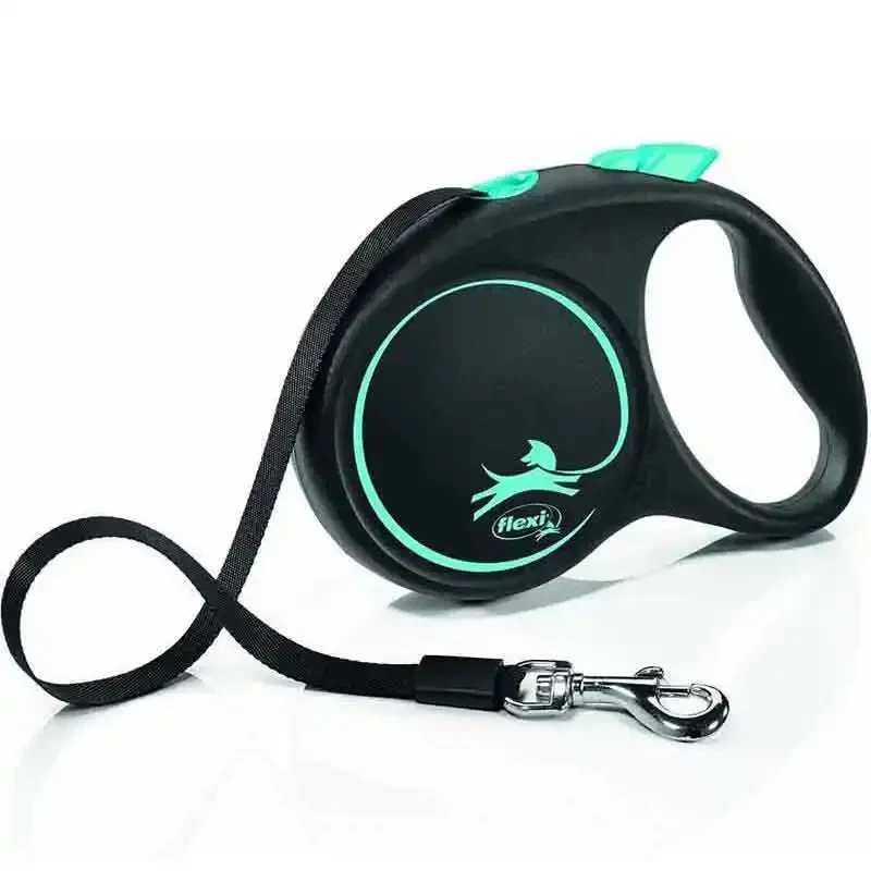 FLEXI - Flexi Black Design Siyah Otomatik Şerit Köpek Gezdirme Kayışı 5mt (M) 