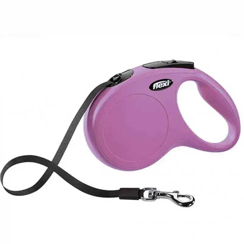 FLEXI - Flexi New Classic Otomatik Şerit Köpek Gezdirme Kayışı 5mt (M) Pembe