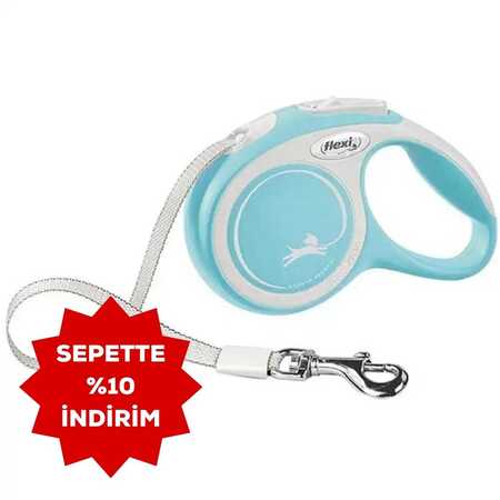 FLEXI - Flexi New Comfort Otomatik Şerit Köpek Gezdirme Kayışı 3mt (XS) Açık Mavi