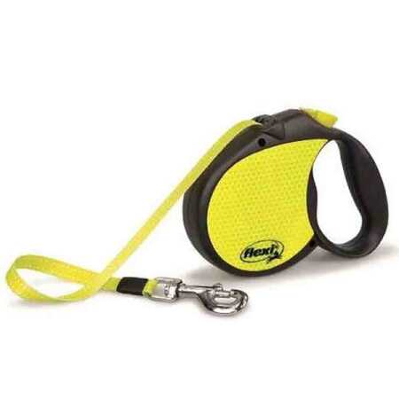 FLEXI - Flexi New Neon Otomatik Şerit Köpek Gezdirme Kayışı 5mt (M) Sarı