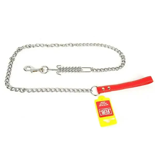 FLIP - Flip Deri Tutmalı Yaylı Zincir Köpek Gezdirme Kayışı 3mm/135cm