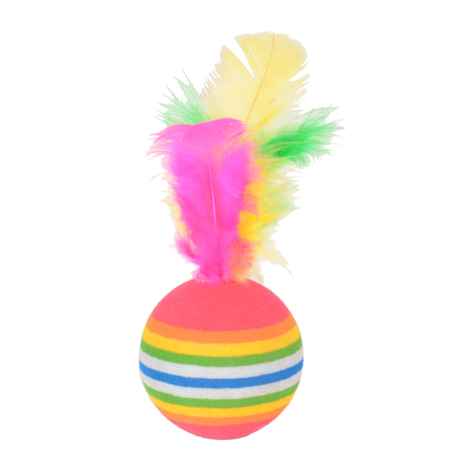 Flip Tüylü Gökkuşağı Kedi Oyun Topu 10cm