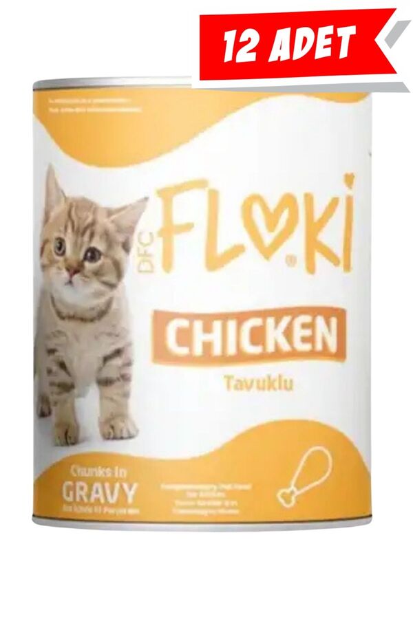 Floki Tavuklu Sos İçinde Yavru Kedi Konservesi 12x400gr (12li)
