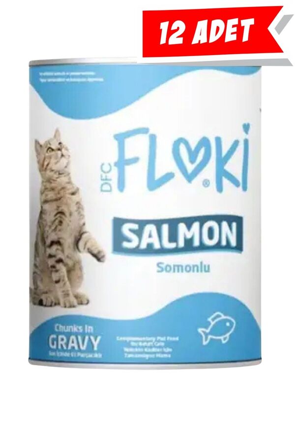 Floki Somonlu Sos İçinde Yetişkin Kedi Konservesi 12x400gr (12li)