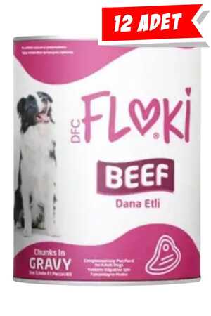 FLOKİ - Floki Dana Etli Sos İçinde Yetişkin Köpek Konservesi 12x400gr (12li)