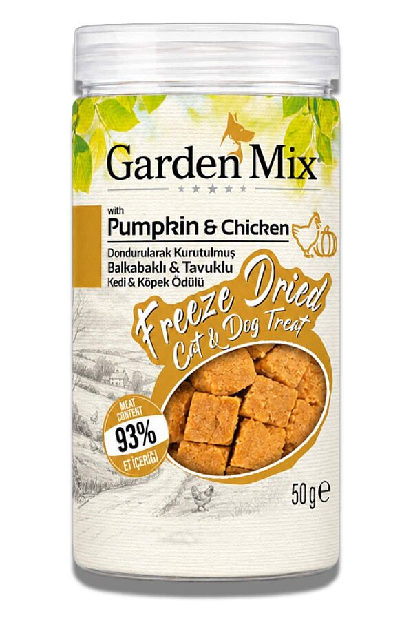 Garden Mix Dondurularak Kurutulmuş Kediler ve Köpekler İçin Tavuklu Balkabaklı Ödül Maması 50gr - 1