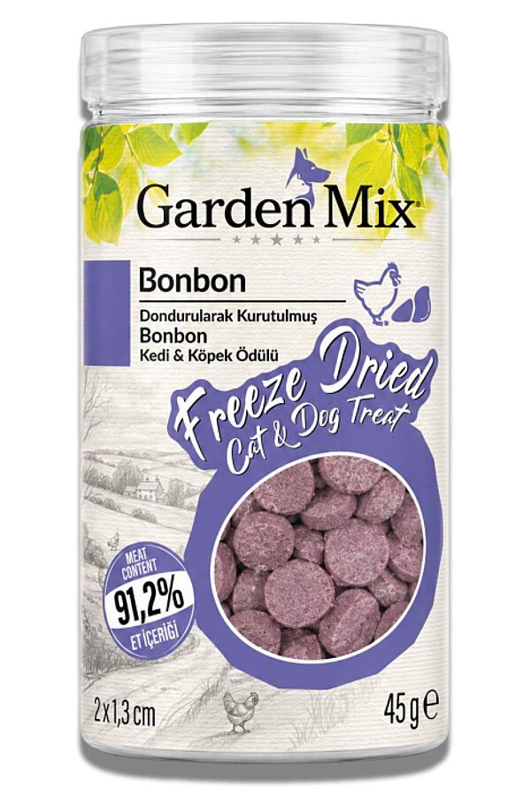 Garden Mix Dondurularak Kurutulmuş Kediler ve Köpekler İçin Tavuklu Tavuk Ciğerli Ödül Maması 45gr - 1