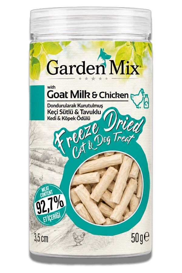 Garden Mix Dondurularak Kurutulmuş Kediler ve Köpekler İçin Tavuklu Keçi Sütlü Ödül Maması 50gr - 1