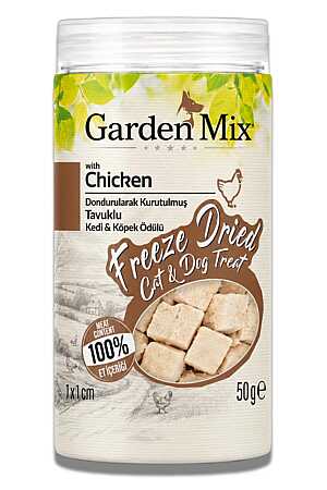 Garden Mix Dondurularak Kurutulmuş Kediler ve Köpek İçin Tavuklu Ödül Maması 50gr