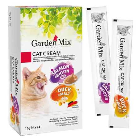 GARDEN MIX - Garden Mix Somon ve Ördekli Kedi Kreması XXL 24x15gr