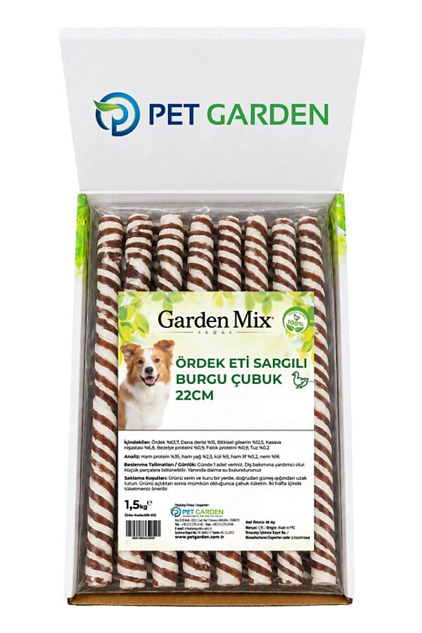 Garden Mix Ördek Eti Sargılı Burgu Çubuk Köpek Ödül Maması 22cm 1.5kg - 1