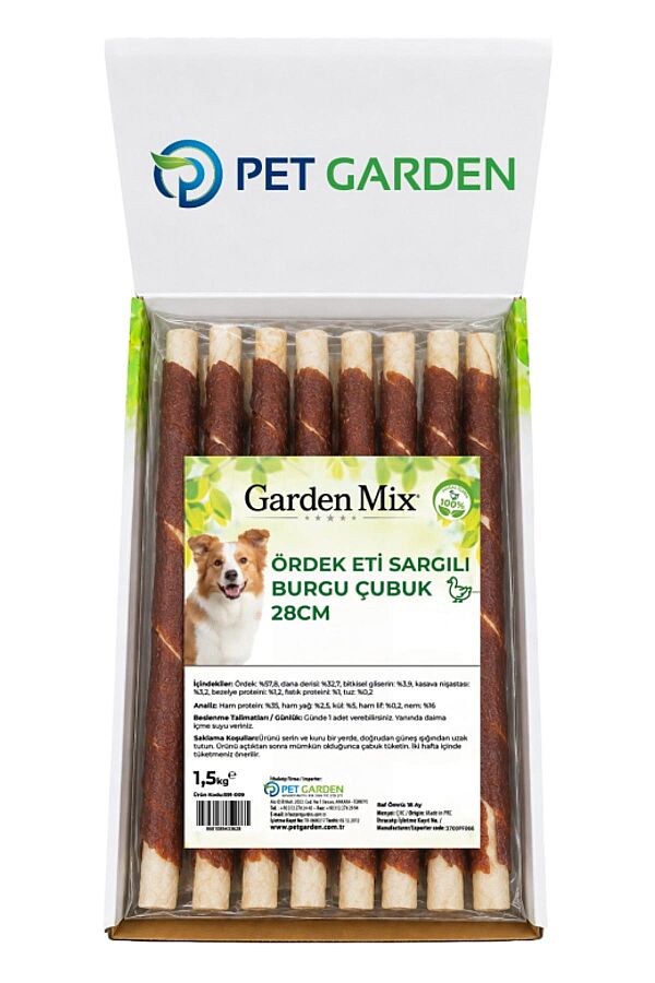 Garden Mix Ördek Eti Sargılı Burgu Çubuk Köpek Ödül Maması 28cm 1.5kg - 1