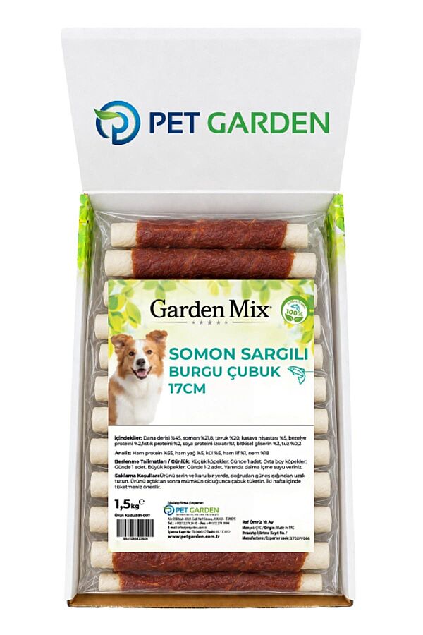 Garden Mix Somon Sargılı Burgu Çubuk Köpek Ödül Maması 17cm 1.5kg - 1